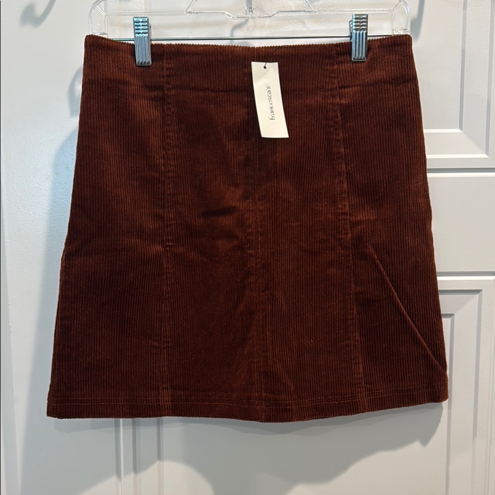 Francesca's Collections Brown Corduroy A-Line Skirt